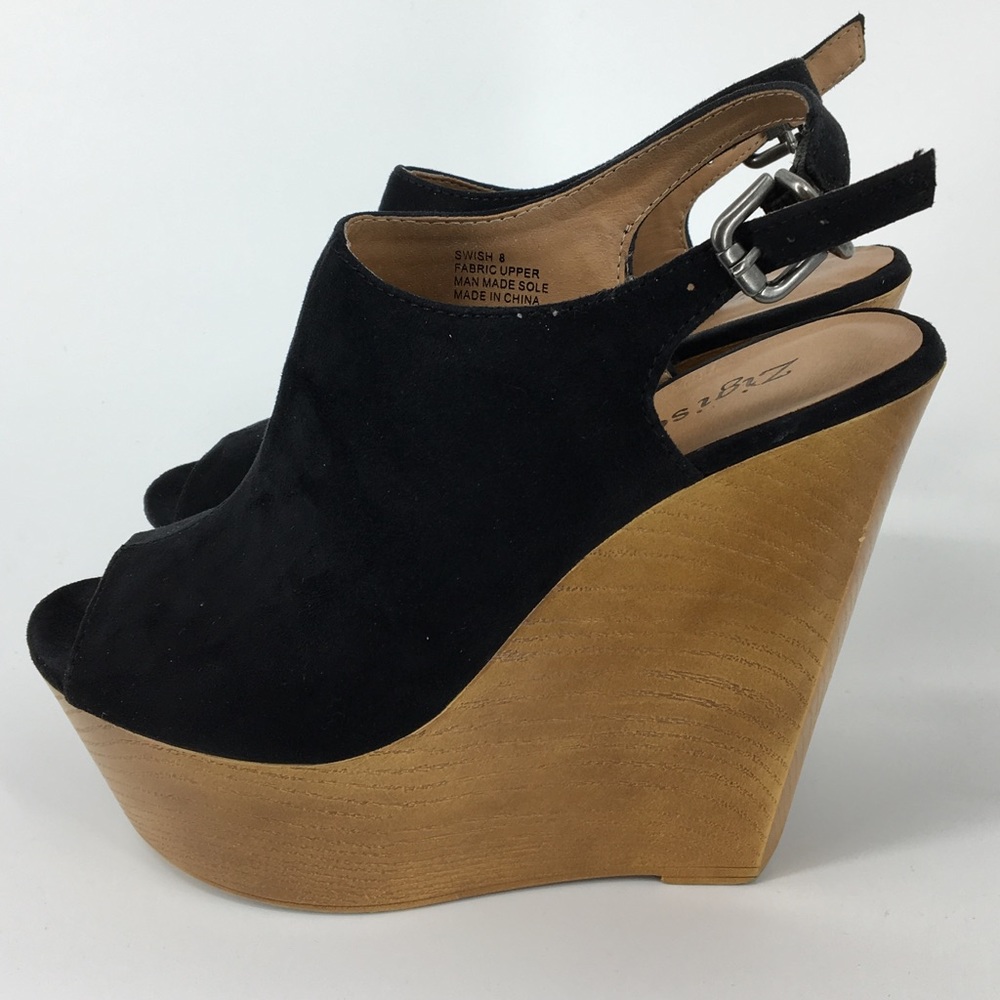 Zigi Soho Swish Wedge Sling Back Black Bootie 8 M